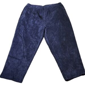 Denim & Co. Corduroy Pants Women's 3X Navy Pull-on Elastic Waist Classic Comfy